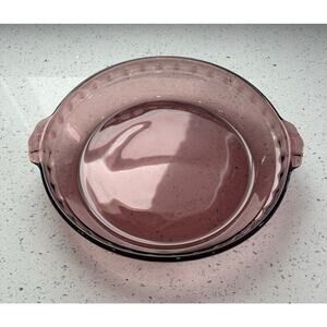 Vintage Corning Pyrex #229 Cranberry Color 9.75"w Glass Pie Dish.